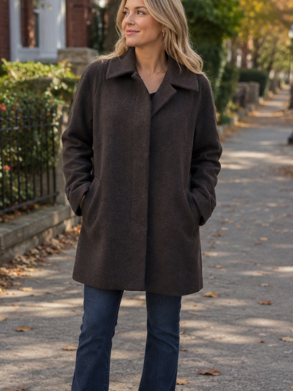 Jones New York Brown Pea Coat 14P Car Coat NNT
